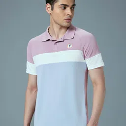 Technosport SS25 Colourblocked Polo Collar Antimicrobial Slim Fit T-Shirt-image-43