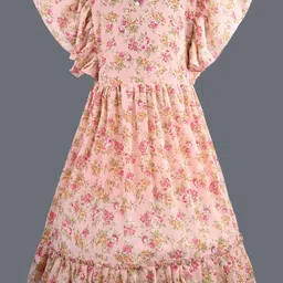 Wish Karo Girls Floral Printed Georgette Fit & Flare Midi Dress-picture-44