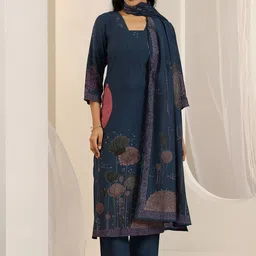 Libas Floral Printed V-Neck Straight Kurta With Trousers And Dupatta-image-29