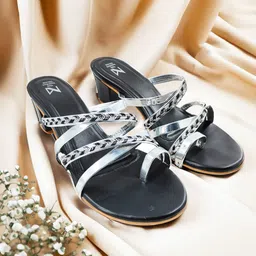 THE MADRAS TRUNK Women Embellished Block Sandals-26