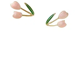 FIMBUL Gold-Plated Charming Pink Tulip Bloom Floral Shaped Studs image 3
