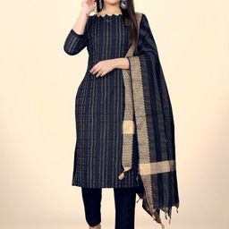 RUDRAA FAB Embroidered Art Silk Unstitched Dress Material-image-14