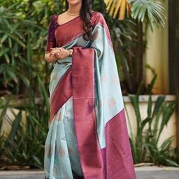 Munir Ethnic Motifs Zari Silk Blend Banarasi Saree-image-97