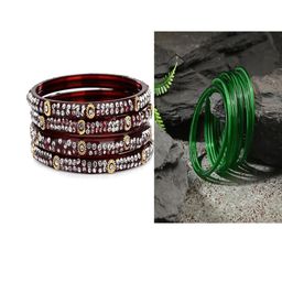 SOMIL Set of 16 Maroon Alloy Bangles-image-49