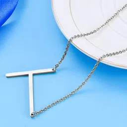 DressBerry Girls 925 Sterling Silver T Alphabet Pendant with Chain-image-61