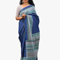 clothonus Block Print Polka Dot Pure Cotton Saree-18