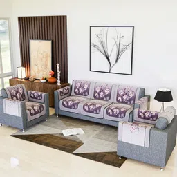 Aura Pink Printed Cotton Sofa Cover With Arms-image-19