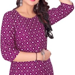 Women Bandhani Crepe A-line Kurta-image-109