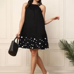 DEEBACO Print Halter Neck Fit & Flare Dress-image-52