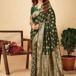 SHRIMAY Woven Design Schiffli Banarasi Saree-image-67