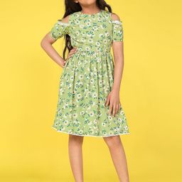YK Floral Print Cold-Shoulder Crepe Fit & Flare Dress-picture-40