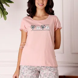 Bodycare Women Cotton Floral Printed T shirt & Shorts Night suit-picture-34