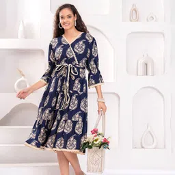 OH MI DIOS Ethnic Motifs Print Empire Dress-image-17