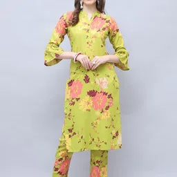Roly Poly Floral Printed Mandarin Collar Straight Kurta with Trousers & Dupatta-picture-38