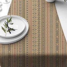 STITCHNEST Brown And Black Geometric Printed Table Runner image 3