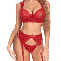 GuSo Shopee Women Red Net Baby Dolls-image-75