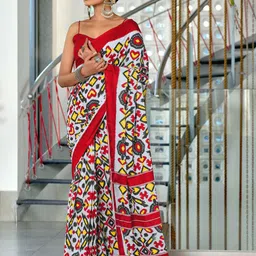 PEENGAX Pure Cotton Ikat Saree-image-24