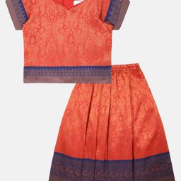 YOUNG BIRDS Girls Ethnic Motifs Sweetheart Neck Top With Skirt-image-46