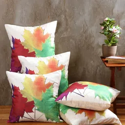 Myntra Elegant Homes White & Red Set of 5 Floral Square Cushion Covers-image-84