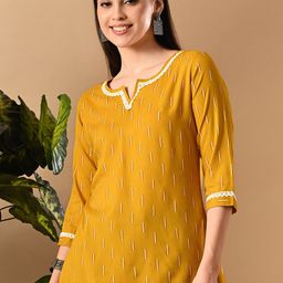 GLOWWORLD Geometric Printed Notch Neck Thread Work Straight Short Kurti-picture-50