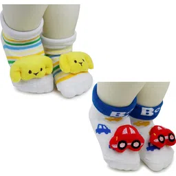 NESKA MODA Kids-Unisex Set Of 2 Ankle Length Cotton Socks-77