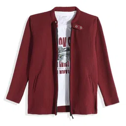 CAVIO Boys Solid zipper Jacket & Printed T-Shirt-38