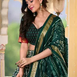 ZIBLON Printed Patchwork Ready to Wear Lehenga & Blouse With Dupatta image 3
