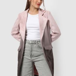 PINACOLADA Notch Lapel Collar Ombre Long Coat-image-63