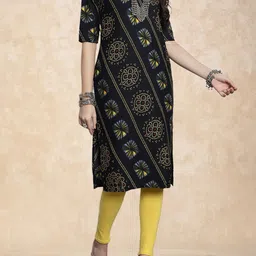 Anouk Rustic Selection Of 4 Geometric Printed Round Neck Straight Kurtas image 5