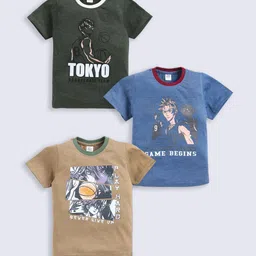 Here&Now X Game Begins Boys Assorted Pack Of 3 Printed T-shirts-44