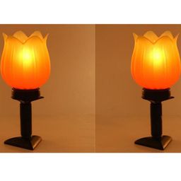 SOMIL Pack of 2 Orange Floral Shaped Glass Table Lamps-picture-20