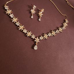 Piu Jewels Gold-Plated American Diamond Jewellery Set-35