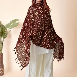 EBADAT Printed Maroon Cotton Dupatta image 2