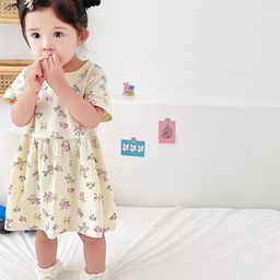 LULU & SKY Floral Printed Cotton Round Neck Fit & Flare Dress-picture-47