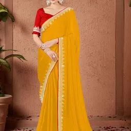 PAYAL CREATION Embroidered Pure Georgette Maheshwari Saree-image-4