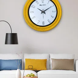 OLIVE TREE Yellow & White Printed Wall Clock-9