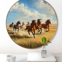 SAF Brown & White Wild Spirit Horse Birds & Animals Printed Wooden Wall Art-image-2