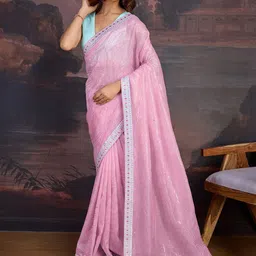 House of Pataudi Ethnic Motifs Embroidered Sequinned Saree-picture-56