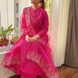 Kedar Fab Women Regular Thread Work Kurta with Salwar & With Dupatta-picture-2