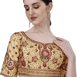 HERE&NOW Embroidered Round Neck Saree Blouse-48