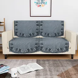 Kuber Industries Grey & Black 4 Pieces Embroidered 2 Seater Sofa Covers-image-84