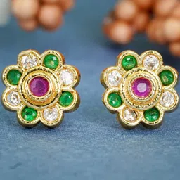 Anouk Women Gold-Plated Artificial Stones Floral Ethnic Studs Earrings-57