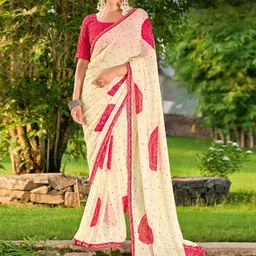 Pandadi Saree Bandhani Print Sequinned Saree-image-9
