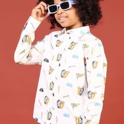 V-Mart Boys Conversational Printed Spread Collar Cotton Casual Shirt-11