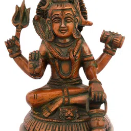 Exotic India Brown & Green Lord Shiva Religious Idol Showpiece-picture-36