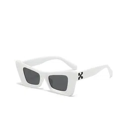 AUGEN Unisex Black Lens & White Square Sunglasses with-12