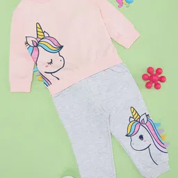 Pantaloons Baby Girls Printed Round Neck Long Sleeves Cotton Blend T-shirt With Pyjamas-image-60
