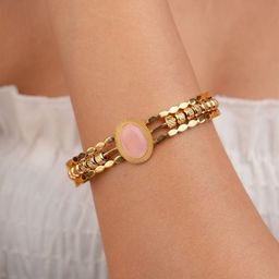 Zeraki Jewels Stainless Steel Gold-Plated Cuff Bracelet-image-68