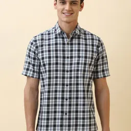 Allen Solly Men Slim Fit Tartan Checked Spread Collar Cotton Casual Shirt-picture-10