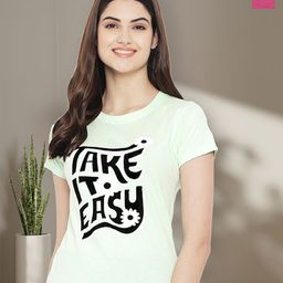 Dreambe Women Pack of 2 Typography Printed Round Neck Cotton Regular Fit T-shirts-image-78